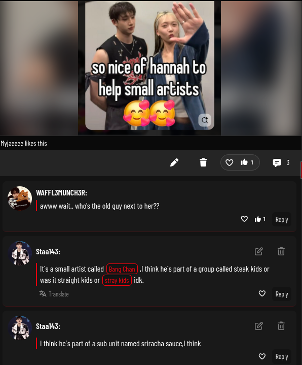 lol i have this random screen shot of this post idk when was this lol..also i love u @WAFFL3MUNCH3R 💖 lol also yess so of to help smaller artists idk who the person next to her is lol