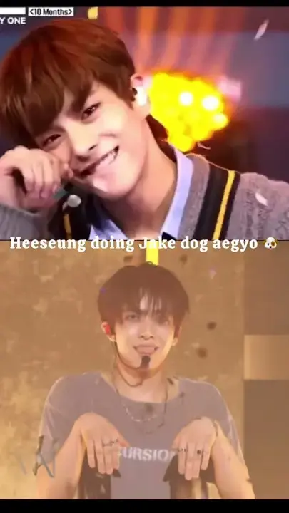 guys dont mind me, cuz i'm not shutting up about this pic. Mama and Dada in one , doing the same (cringe)puppy aegyo🥹 Heeseung loves his wifey so much he re-created his iconinc(cringe) puppy aegyo😭 oh my heejake…