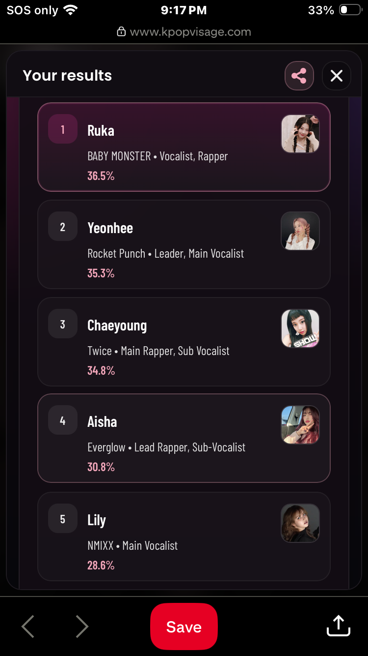 Me when I realize my top 5 idols look alike are in the most top matched 😭 (this was from a few months ago when I didn’t exist in kv)
