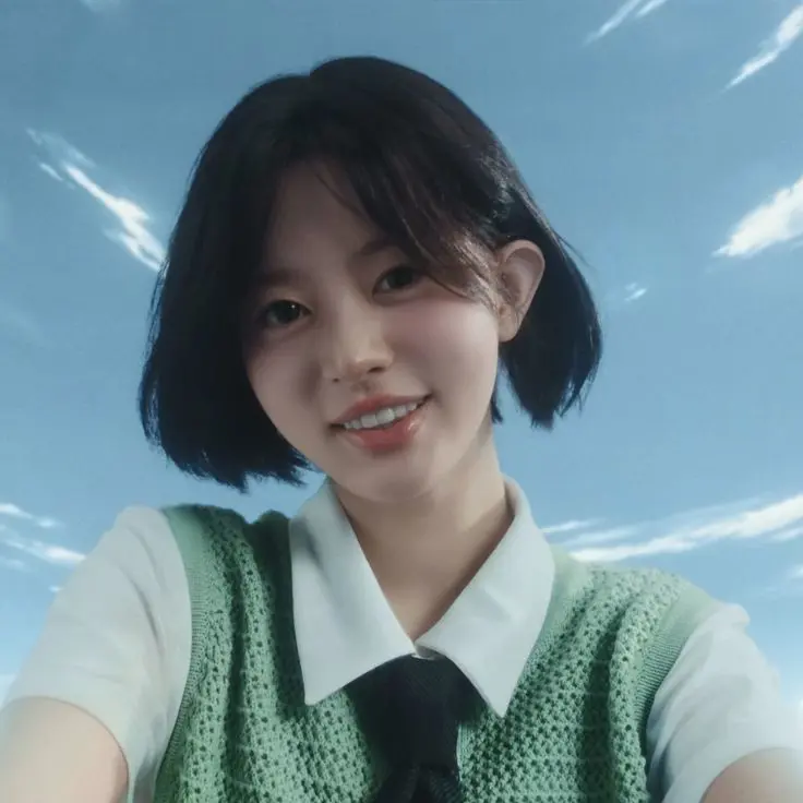 Okk My first disaster of an icon! 🩰Minju🩰 ~ From ~ Do The Dance Era ~ First picture- The original form ~ Second picture-- The icon I madeee