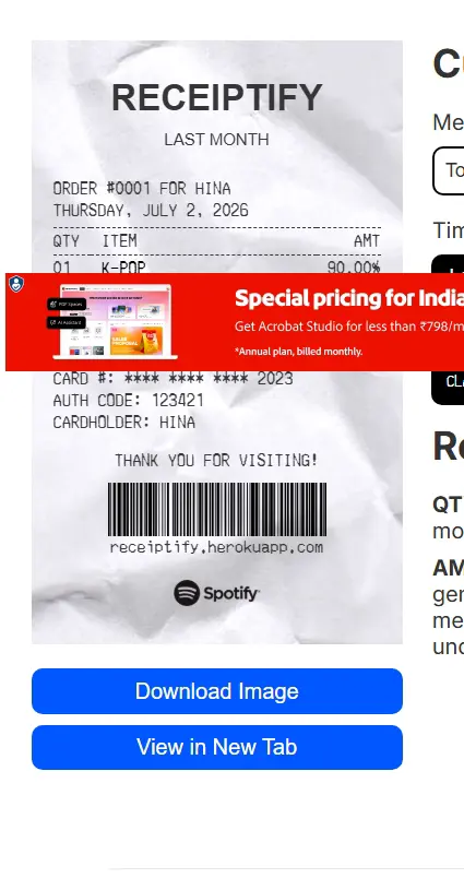All my receiptify infoo (Pls don't the ads I tried to remove them)