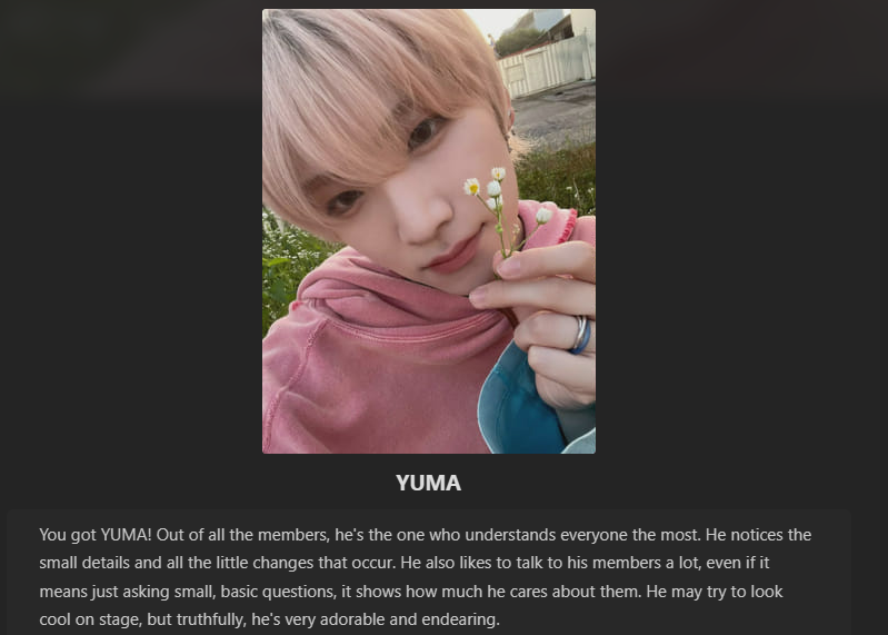 i keep playing quotev quizzes my ass is never studying N I KEEP GETTING YUMA YIIPPPEEE!! im literally yuma irl guys trust hes me n im him fumas in my top 2 this time after being dead last in the previous quiz YAY!!! also euijoo part of my…