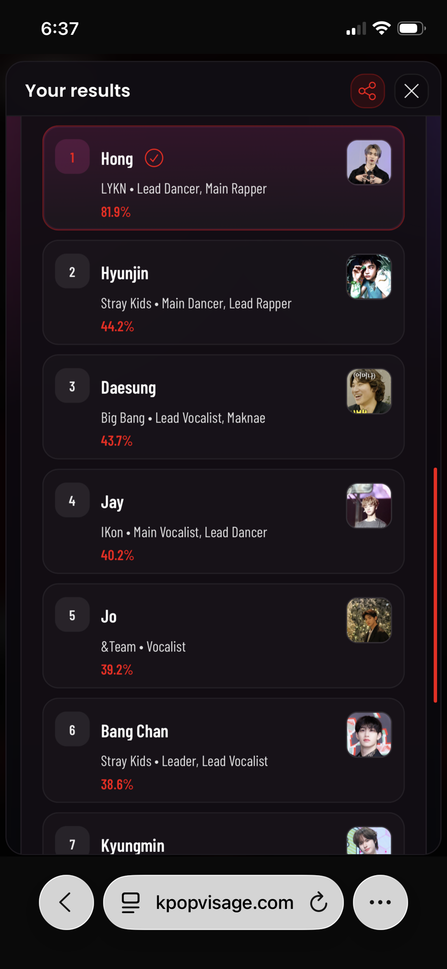 i put in the analyserrrrrrrr IS IN THERE but apparently Hyunjin is his closest match 🧐