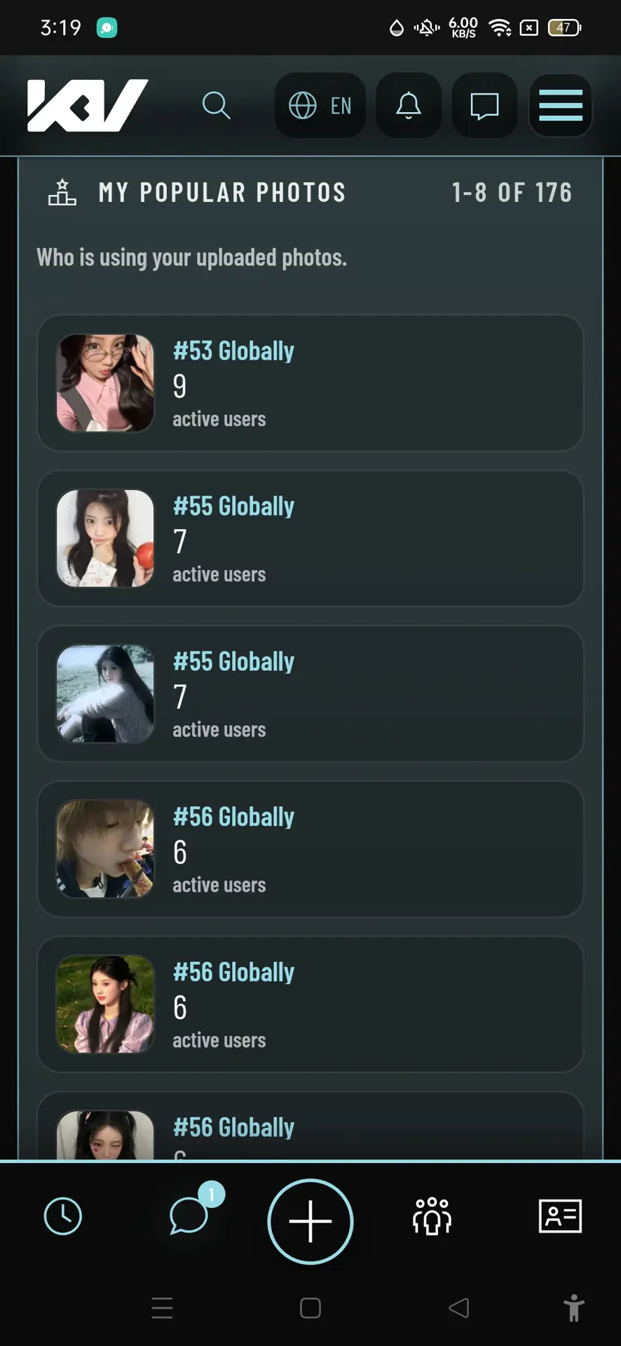 im close to active users using my uploaded pics YAYYZZ!!^^ (I count it close to okay)