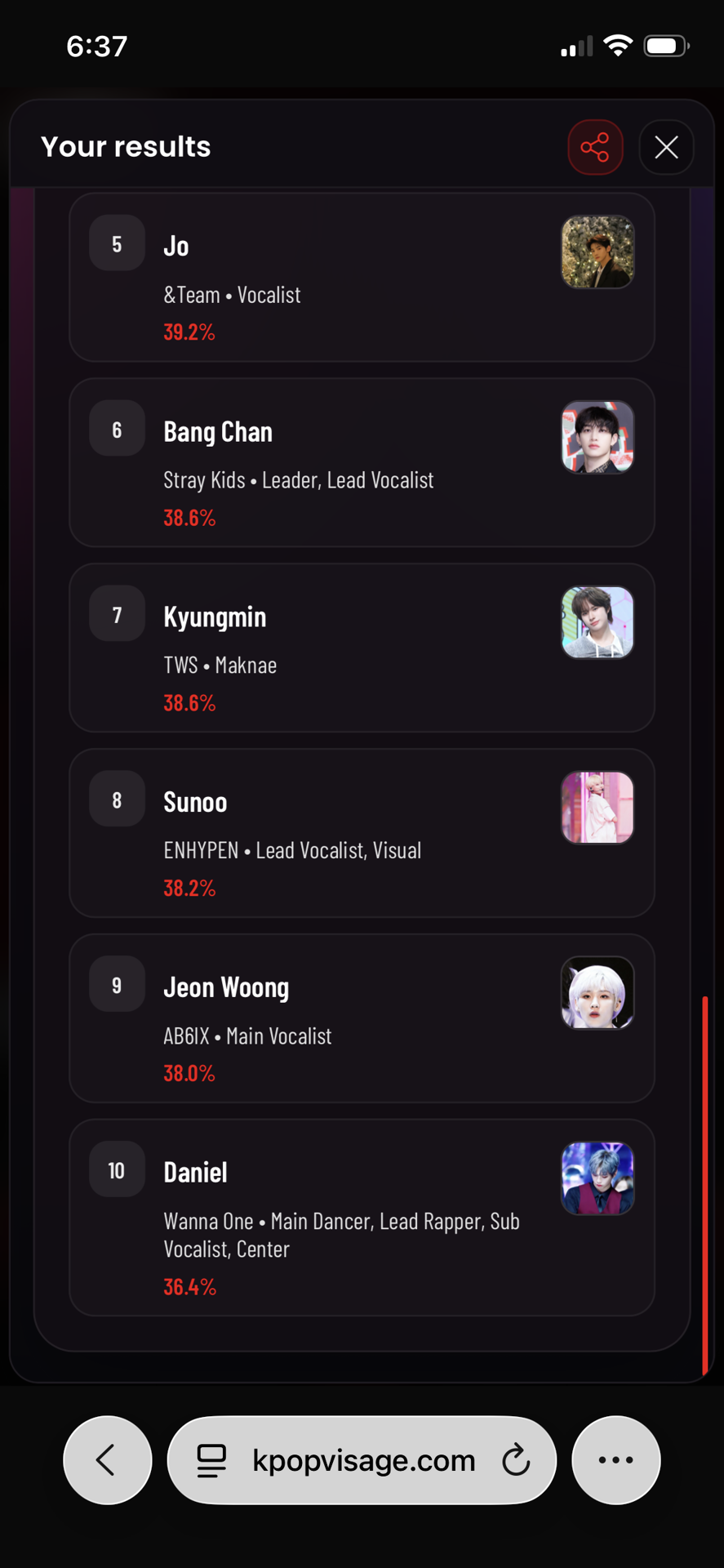 i put in the analyserrrrrrrr IS IN THERE but apparently Hyunjin is his closest match 🧐