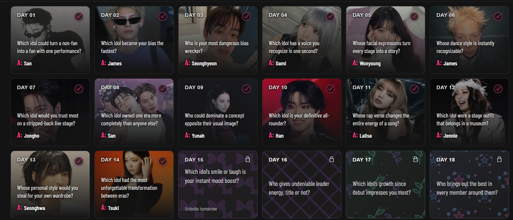 I LOVE THESE QUESTIONS SMMM, but sometimes it is realy hard to pick someone!!